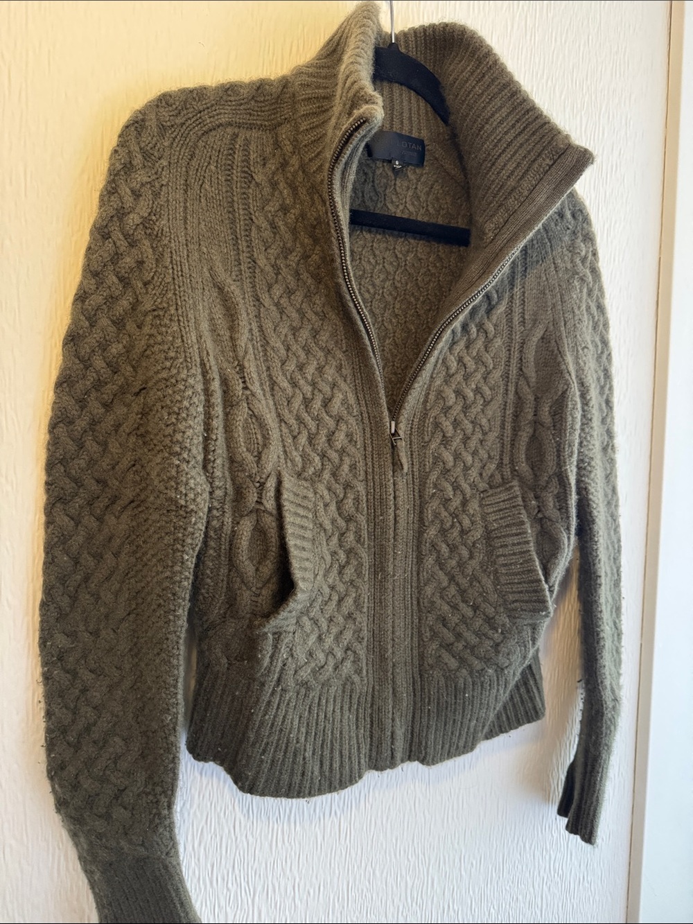 Nili Lotan Cashmere Cable-Knit Zip-Up Sweater - Picture 2 of 10